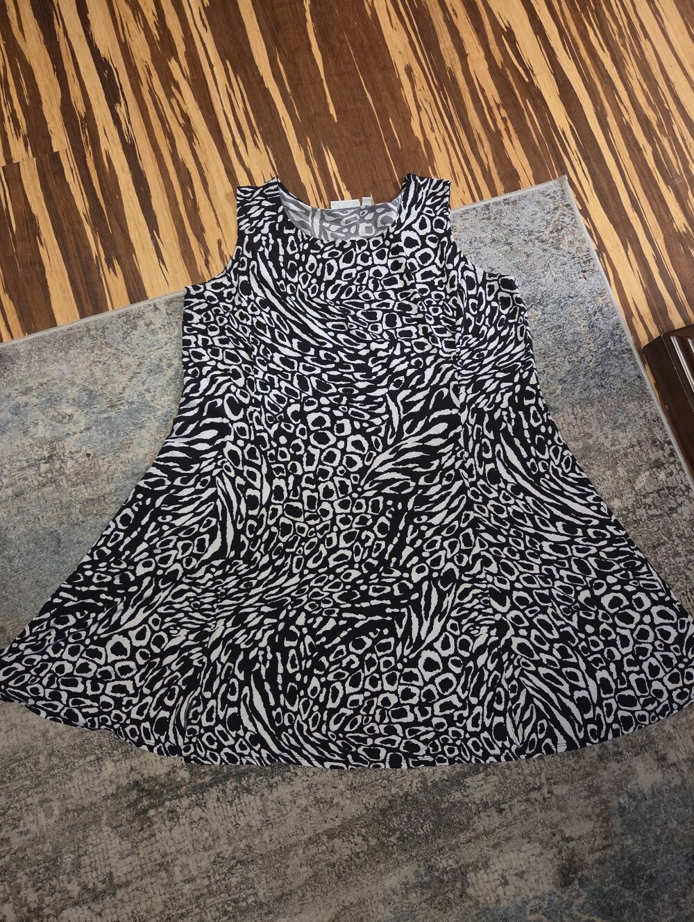 Susan Graver Black & White Animal Print A-Line Dress Size 1X